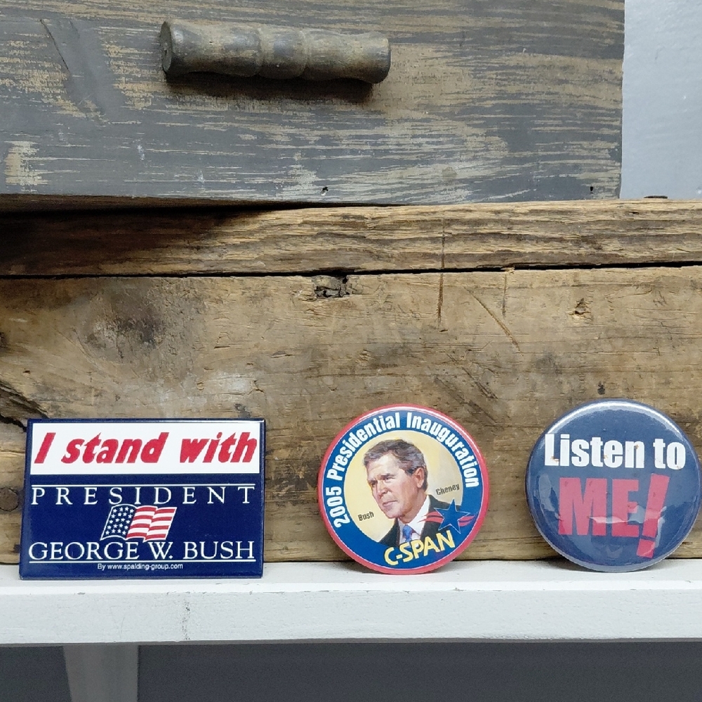 Vintage Political Button Set - Red, Blue, White